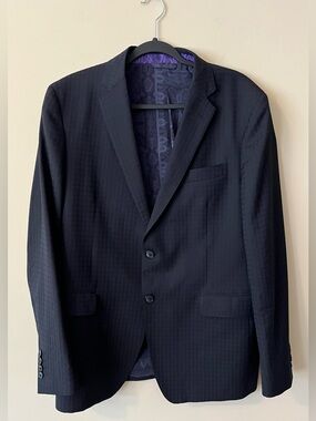 Etro Silk Lined Navy Blue Wool Jacket Blazer Size IT 54 US 44